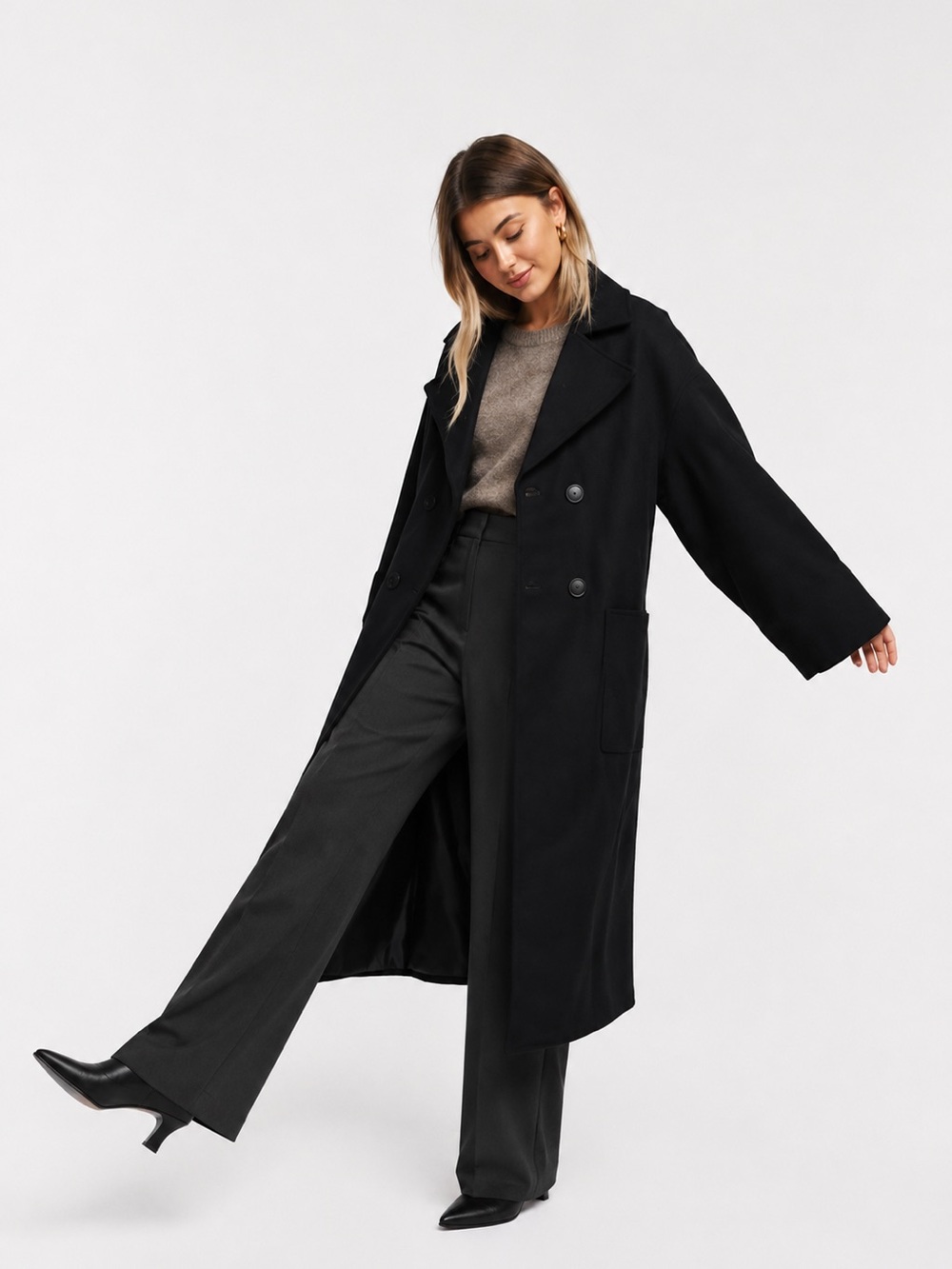 ASOS Black Oversized Coat – Tagged UK 16, Very Oversized, Fits XL–2XL